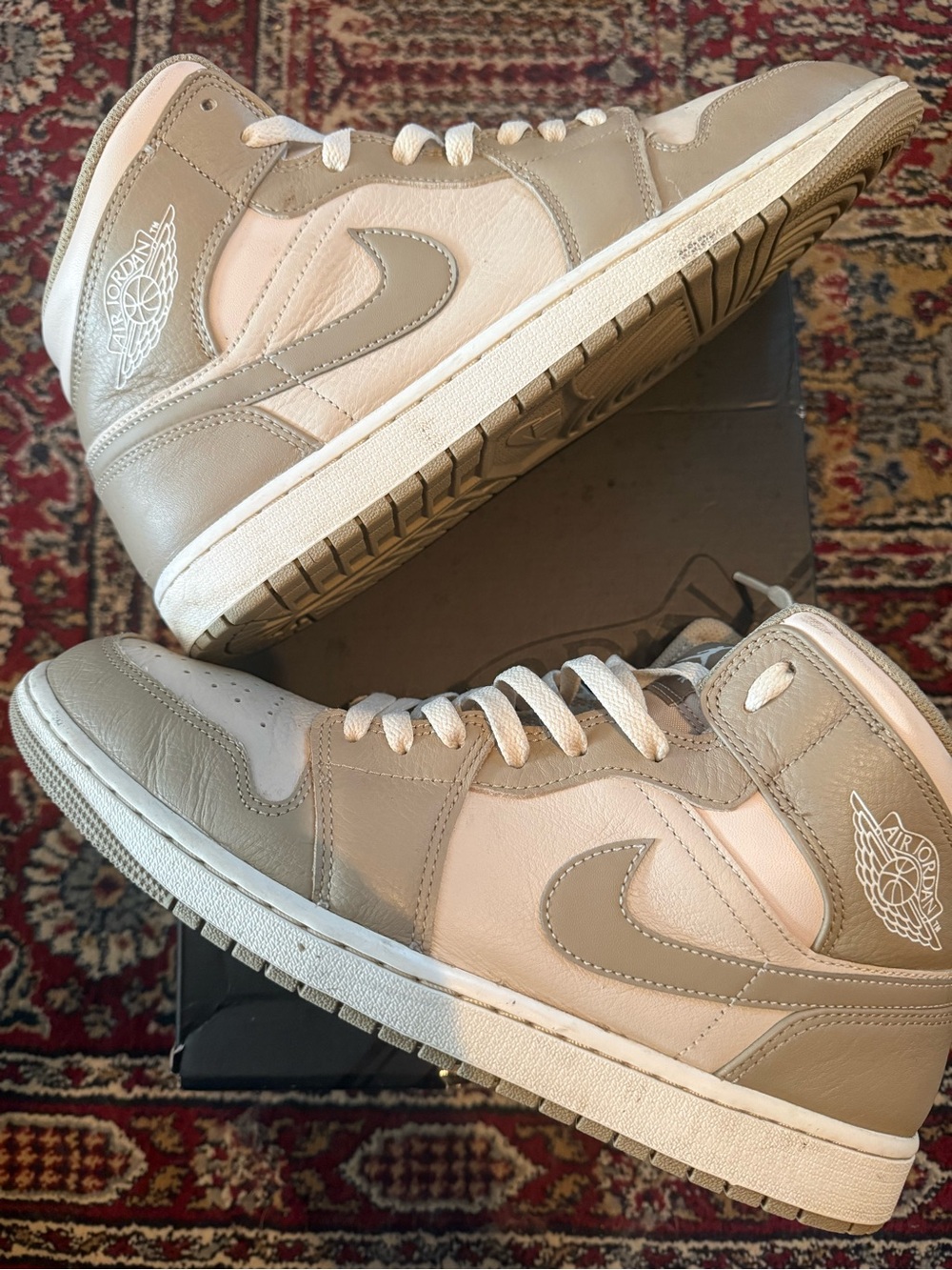 Jordan 1 Mid Legend Light Brown High-Top Sneakers in Taupe